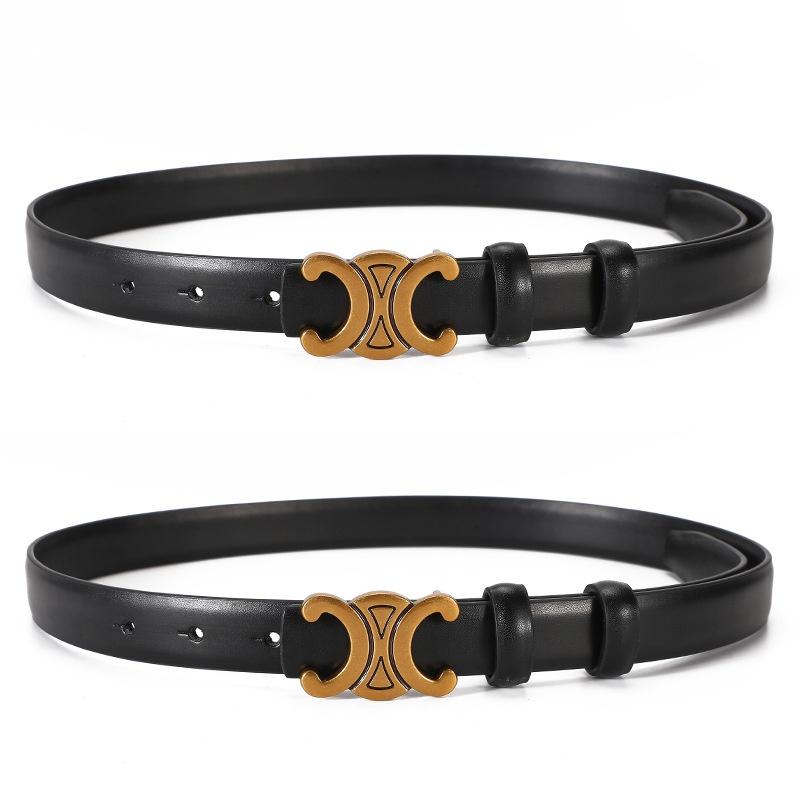 L.RIDING PULO Genuine Leather Belt for Women with Skirt and Trousers, Women's Fashion Decorative Belt, Women's Versatile Double-sided Trouser Belt