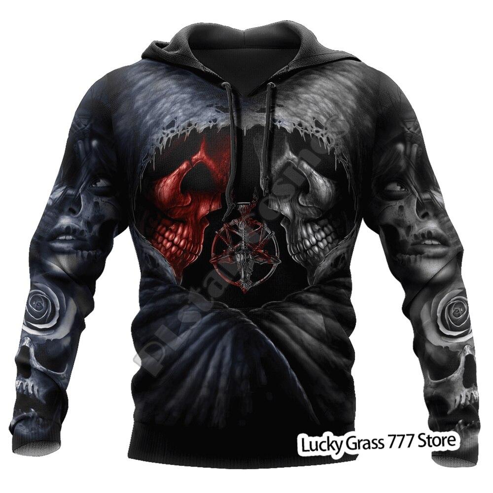 Explorer Outdoors Lente Herfst mannen Hoodies Sweatshirt 3D Print Reaper Schedel Engel En Demon Man Kleding Mode Toevallige Trui Mannelijke 100
