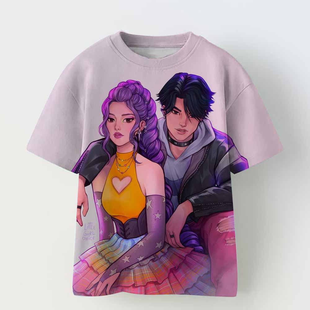 Haijian02 Children's Clothing KPop Demon Hunters Fans Gifts Kids Clothes Fashion Casual Tops 2025 Hot Movie Soft Baby Girls T Shirt 140