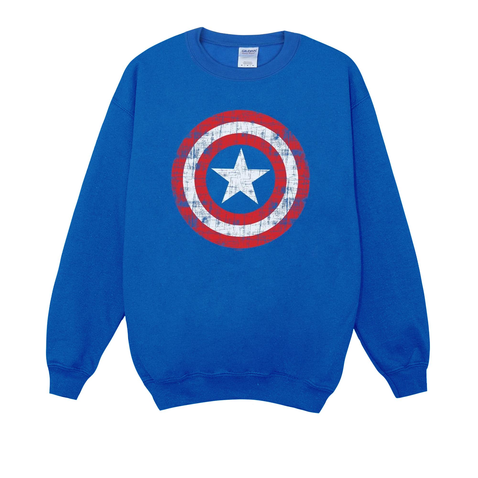 Marvel Boys Avengers Captain America Scratched Shield-sweatshirt 12-13 koningsblauwe kleur
