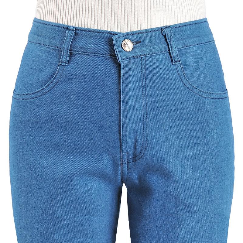 MOJTA Dames Hoge Taille Stretch Jeans Broek Rechte Losse Denim Broek Lente Herfst Plus Size Broeken 38 lichtblauwe kleur