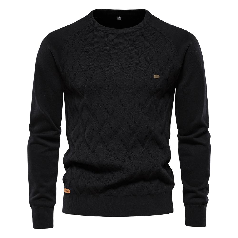 AIOPESON Men Fashion AIOPESON Argyle heren Basic Trui Effen Kleur O-hals Gebreide Mannelijke Trui Winter Mode Nieuwe Truien voor Mannen XXL 85-92 kg