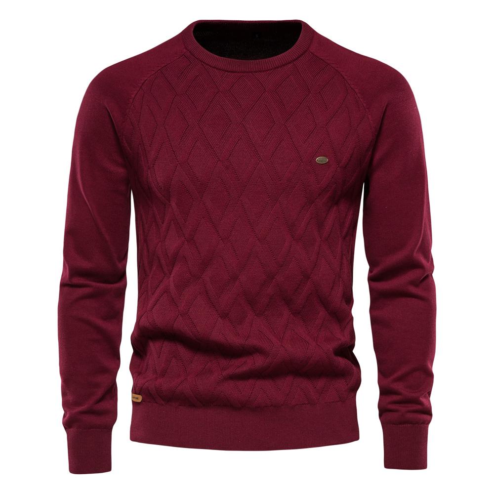 AIOPESON Men Fashion AIOPESON Argyle heren Basic Trui Effen Kleur O-hals Gebreide Mannelijke Trui Winter Mode Nieuwe Truien voor Mannen L 70-78 kg