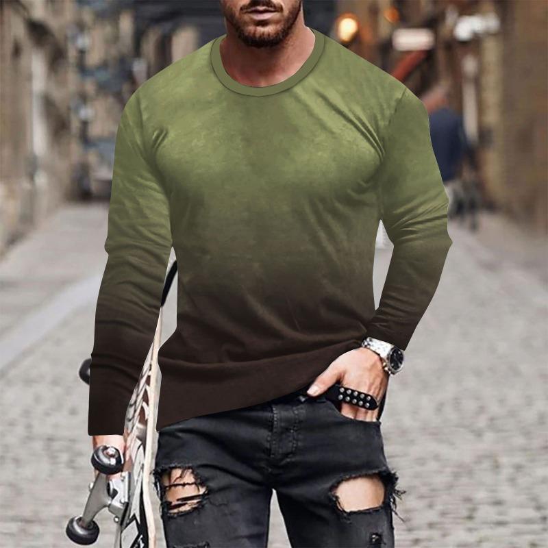 Forever Men Heren lente- en herfst T-shirt met lange mouwen Heren losse ronde hals hoodie 3D-geprint bedrukte top met lange mouwen 6XL
