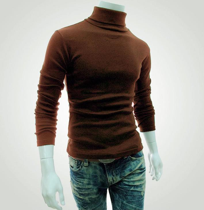 Luna Living Men's High Collar Long Sleeve Solid Color Pullover Sweater - Korean Style for Spring, Autumn, Winter XL