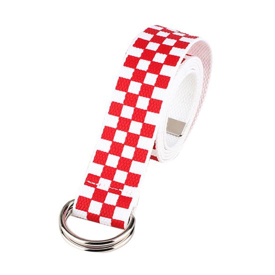 KOKKO Casual Heren Dames Checkerboard Canvas D Ring Riem Plaid Tailleband Tailleband One Size