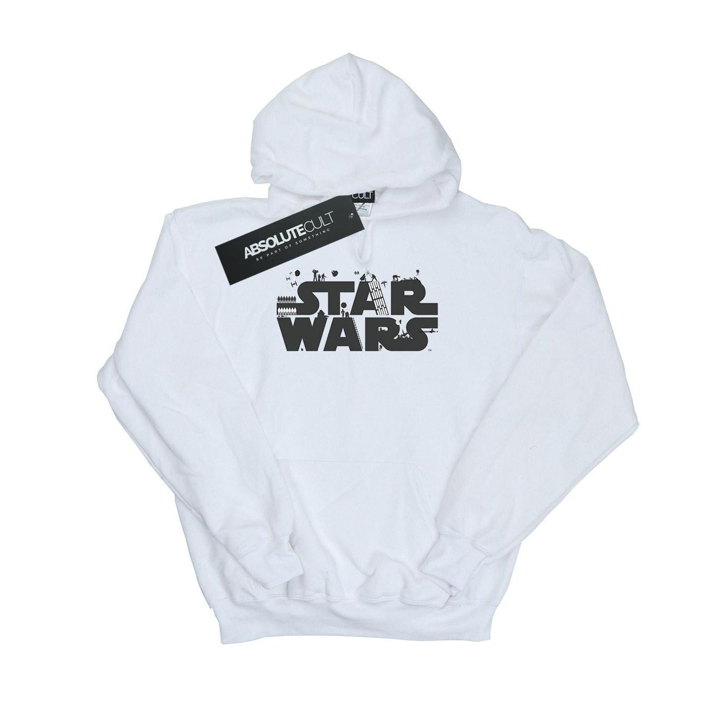 Star Wars Heren minimalistische logo hoodie XL wit