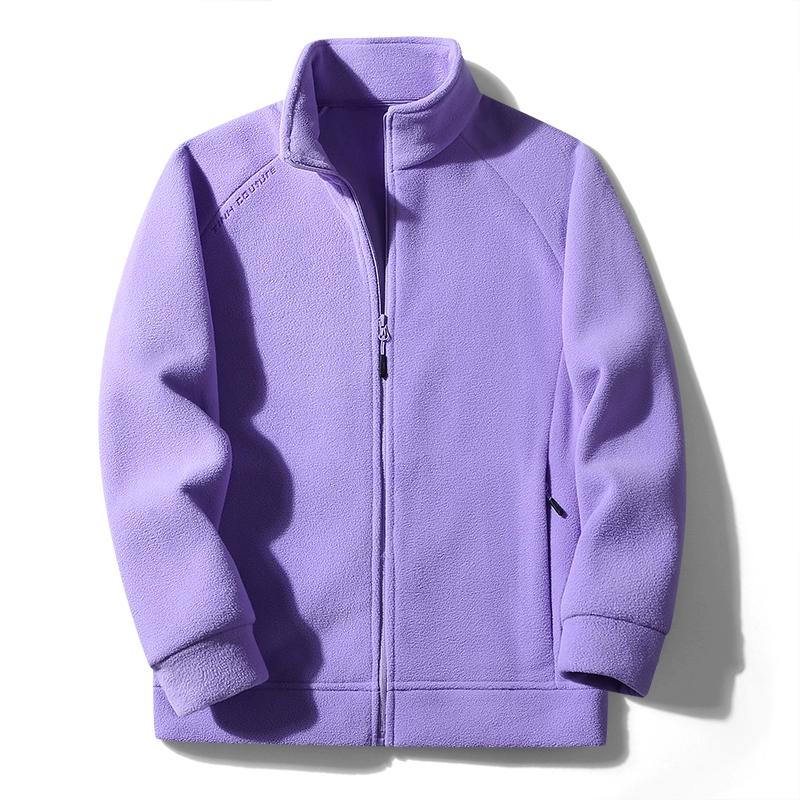 Free Country Mens Streetwear Sweatshirt Fleece Winter Zipper Fashion Mens Solid Color Loose Lamb Thick Jacket Men Clothing Men Hoodies XL lichtpaarse kleur