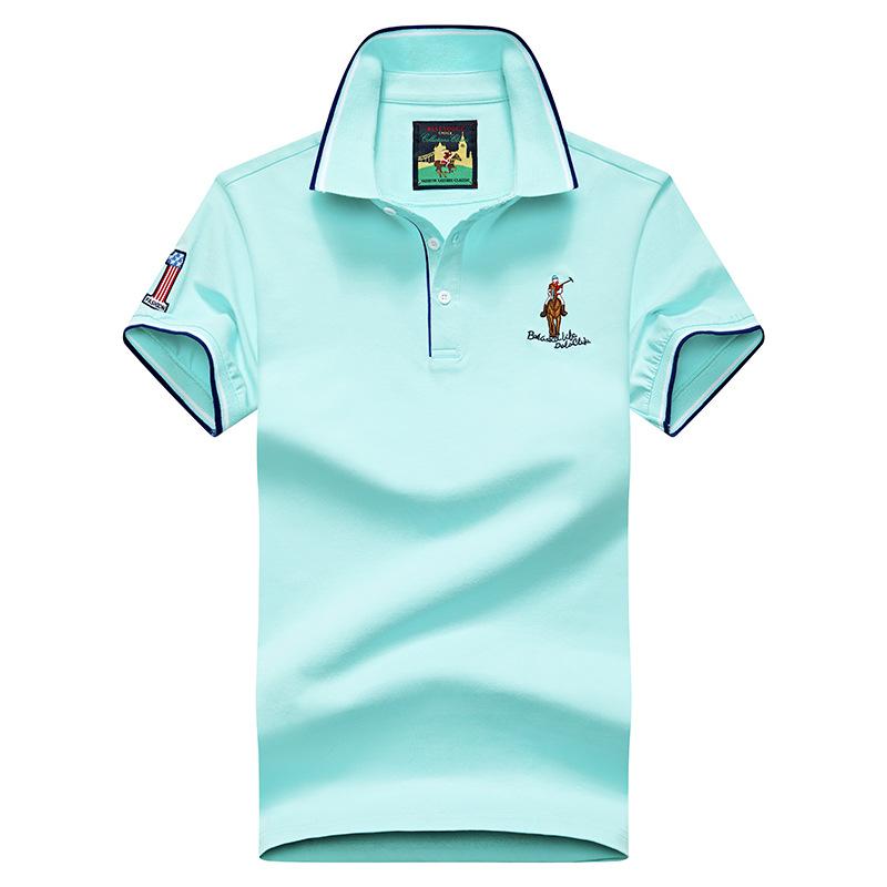 Jianchi Mall DD Zomer heren revers korte mouw T-shirt poloshirt pure kleur T-shirt XXXXL lichtgroene kleur