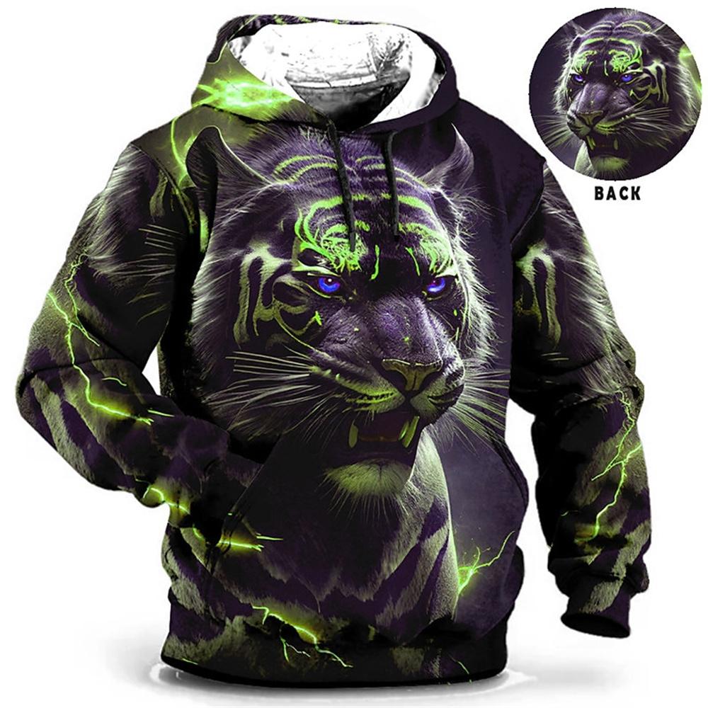 Wengy 2 Heren Hoodie 3d Tijger Gedrukt Losse Designer Sweatshirts Lente Herfst Lange Mouwen Pullover 4XL Oversized Harajuku Y2k Kleding L