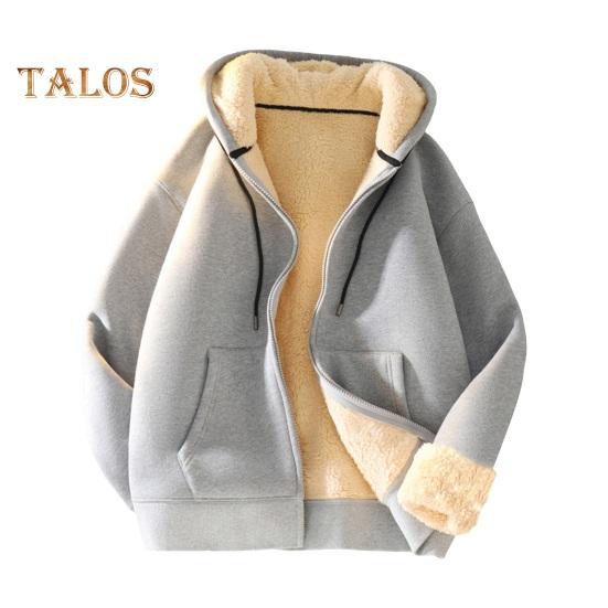 Vogue Wardrobe Heren Herfst Winter Hoodie Dikke Fleece Gevoerde Capuchon Lange Mouwen met Zakken Effen Kleur Losse Elastische Manchetten Trekkoord Jas Koppel Sportjas L grijs