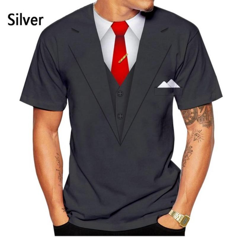 ETST 013 Zomermode Grappig Nep Pak 3D T-shirt Smoking Vlinderdas 3D Print T-shirt Mannen Coole Streetwear 5XL