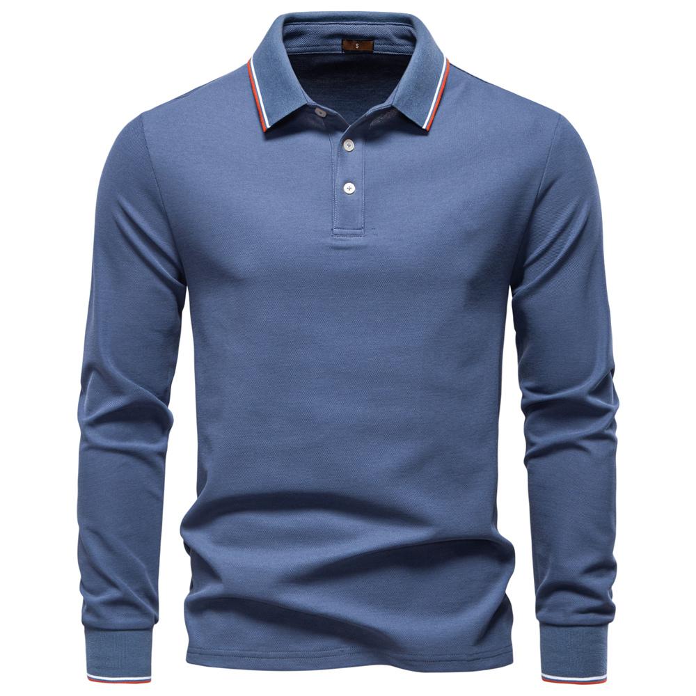 AIOPESON Men Fashion AIOPESON 2025 New Men's Polo Shirts for Men Cotton Solid Color Long Sleeve Polo Desinger Social Luxury Touch Male EUR S 55-65kg