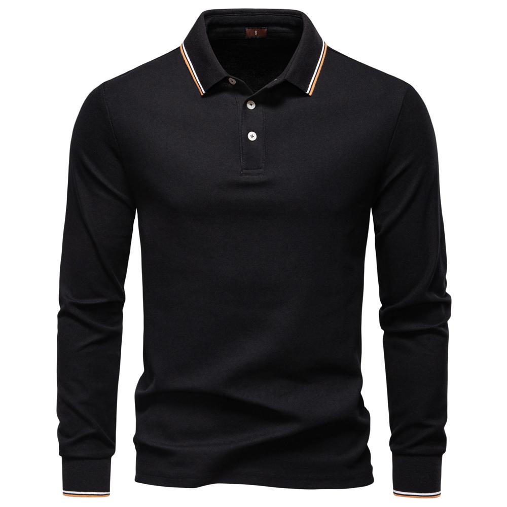 AIOPESON Men Fashion AIOPESON 2025 New Men's Polo Shirts for Men Cotton Solid Color Long Sleeve Polo Desinger Social Luxury Touch Male EUR XL 85-95kg