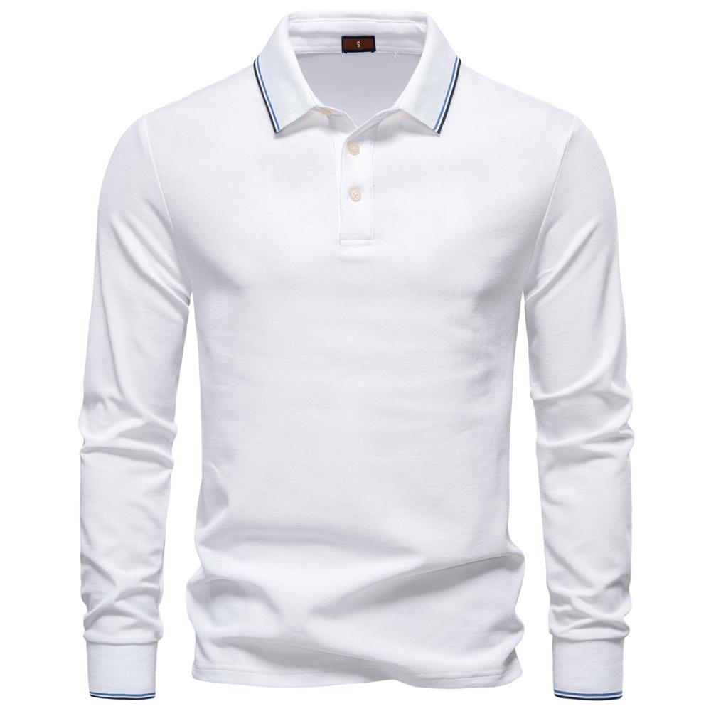 AIOPESON Men Fashion AIOPESON 2025 New Men's Polo Shirts for Men Cotton Solid Color Long Sleeve Polo Desinger Social Luxury Touch Male EUR L 75-85kg