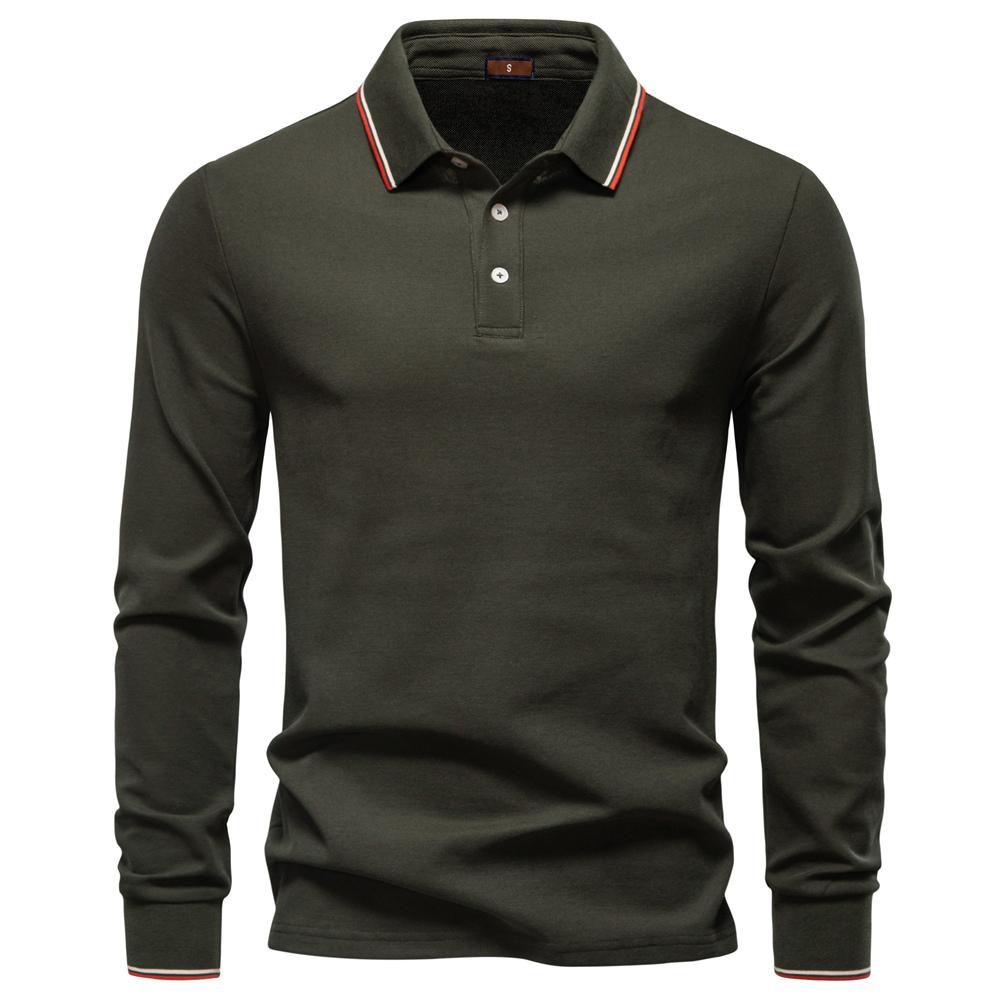 AIOPESON Men Fashion AIOPESON 2025 Nieuwe Heren Poloshirts voor Mannen Katoen Effen Kleur Lange Mouw Polo Designer Sociaal Luxe Touch Mannelijk EUR XXL 95-105kg