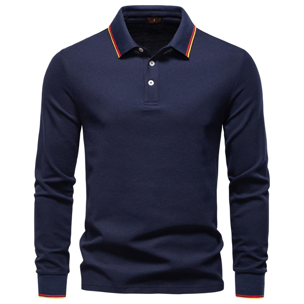 AIOPESON Men Fashion AIOPESON 2025 Nieuwe Heren Poloshirts voor Mannen Katoen Effen Kleur Lange Mouw Polo Designer Sociaal Luxe Touch Mannelijk EUR L 75-85kg