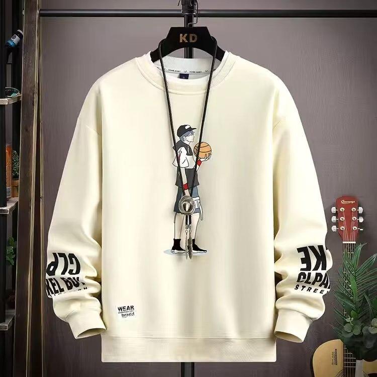 Garbword Heren Lente Mode Casual Bedrukt Ronde Hals Sweatshirt XS abrikoos