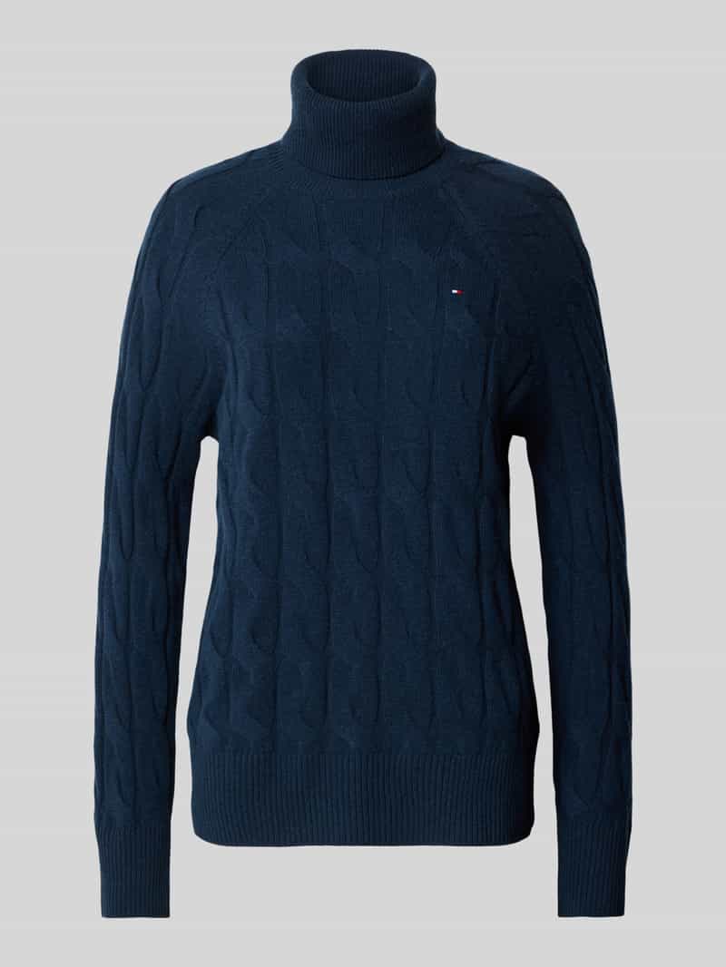 Tommy Hilfiger Coltrui SOFT WOOL CABLE ROLL-NK LS SWT met kabelpatroon, van zuivere wol