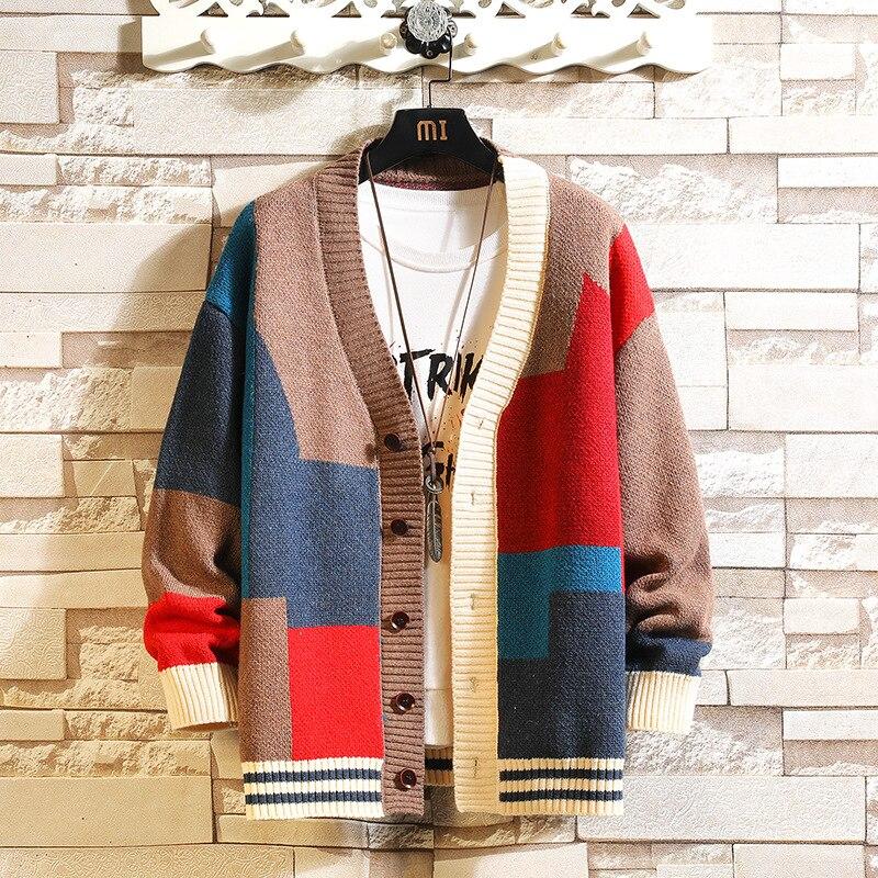 Damaiya11 Trui Vintage vest Oversized truien Geruite gebreide trui Hiphop streetwear Herenkleding V-halsjassen XXXXL rood