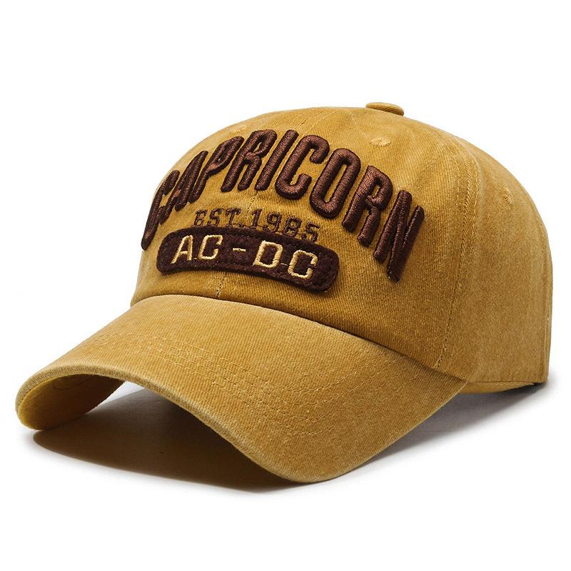 ONIHUA Letter Baseball Cap Dames Borduurpet Heren Outdoor Zonnehoed Paardenstaart Panama Cap Zonnebrandcrème Vissershoed Piekpet geel