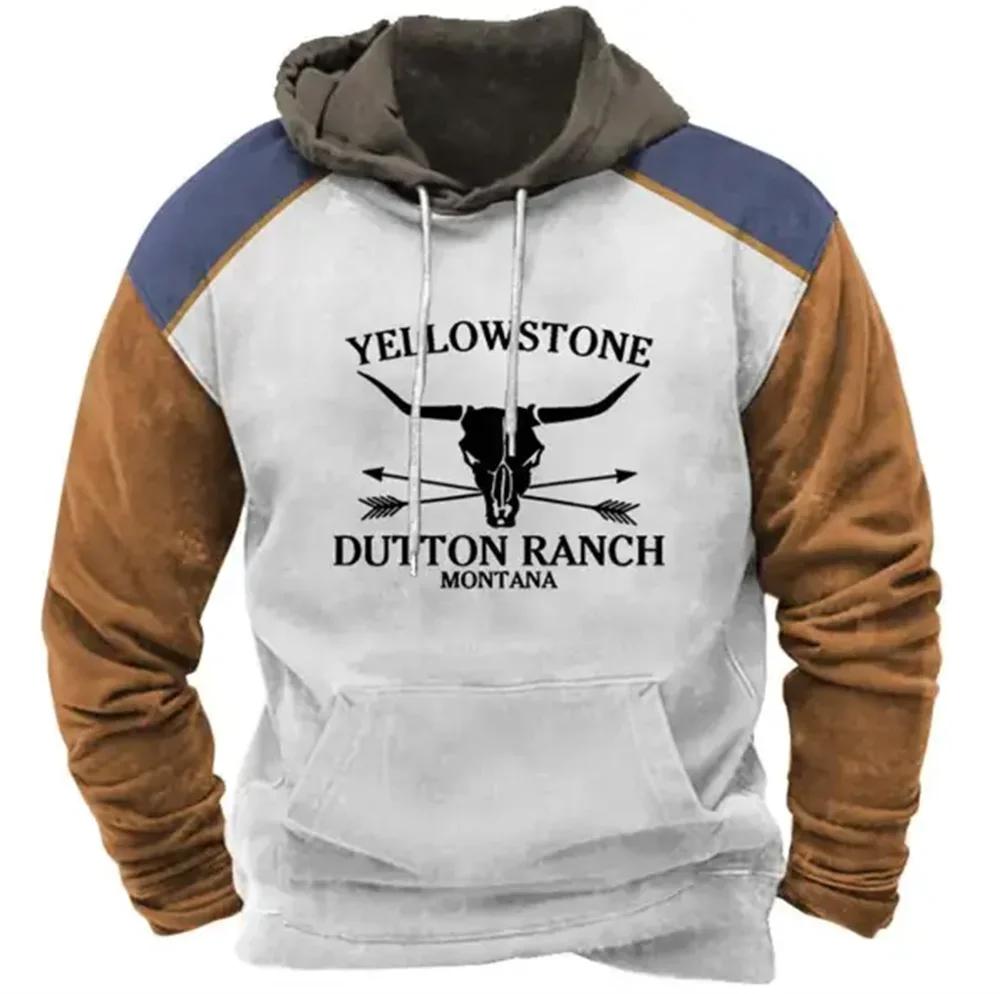 ETST42 Nieuwe Hoodies Sweatshirt Heren Hoodie 3D Cowboy Bedrukte Pullover Oversized Heren Tops Mannelijk Yellowstone Losse Vintage Kleding Hot XL