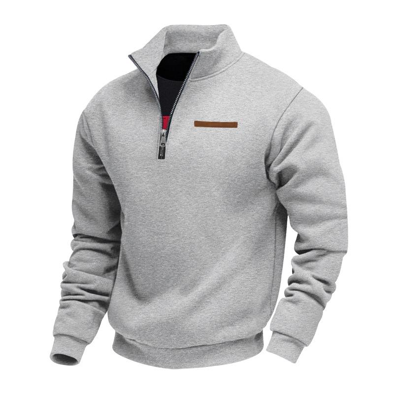 Lizhu Half-zip loose-fit stand-collar pullover plain-colour casual sweatshirt for men XXXL