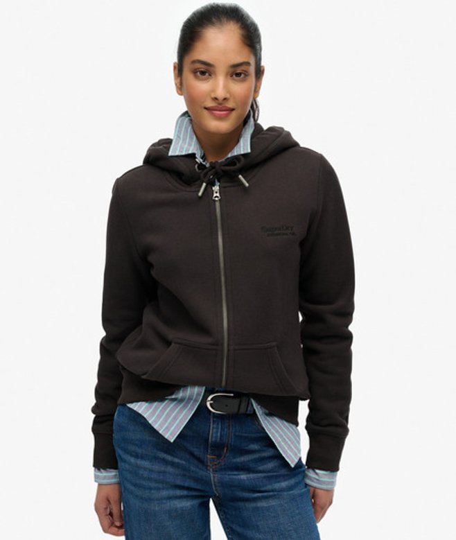 Superdry Athletic Essentials Logo Zip Hoodie Black