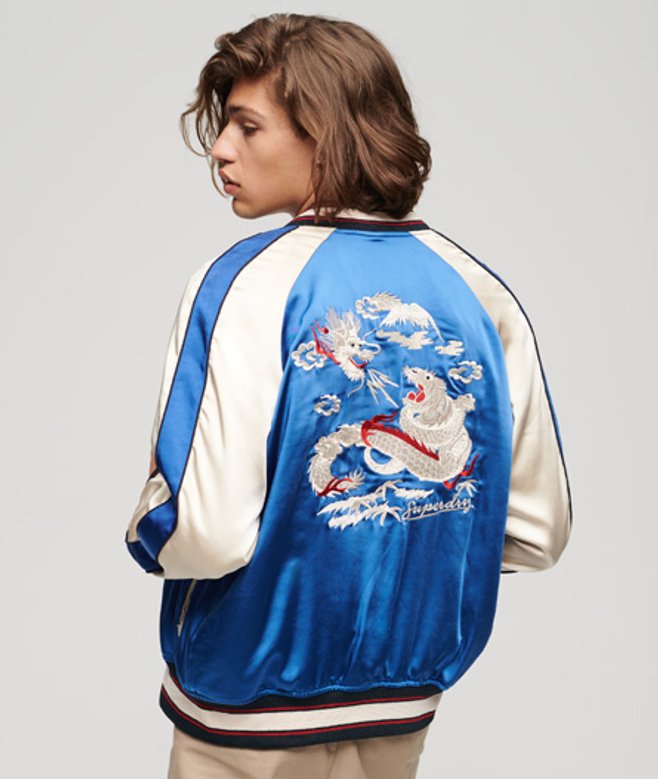 Superdry Sukajan Bomberjack met Borduursel Blauw