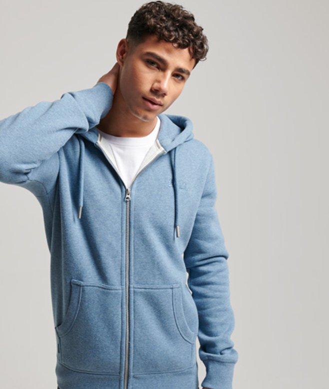Superdry Vintage Logo Hoodie met Borduursel en Rits Lichtblauw