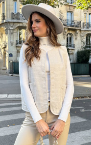 The Musthaves Lurex Gilet Met Zakken Beige