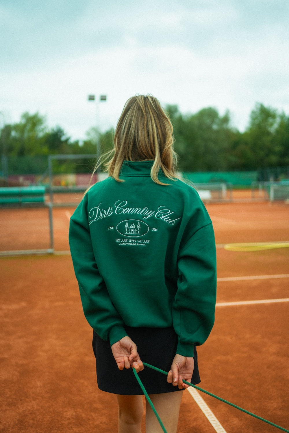 DIRTS Damen vegan Pullover Quarter Zip Country Club Court GrÃ¼n