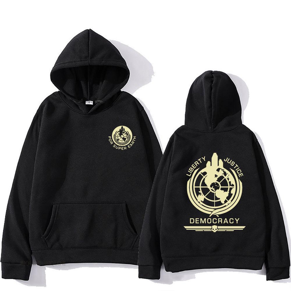 Trendy discount Helldivers Hoodie Comfortable Hooded Long Sleeve Sweatshirt Men/women for Autumn/Winter Clothing Casual Graphic Printing Hoody XL zwart