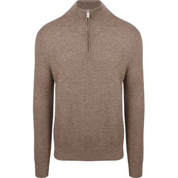 R2 Amsterdam Trui  R2 Pullover Halfzip Weave Structure Taupe