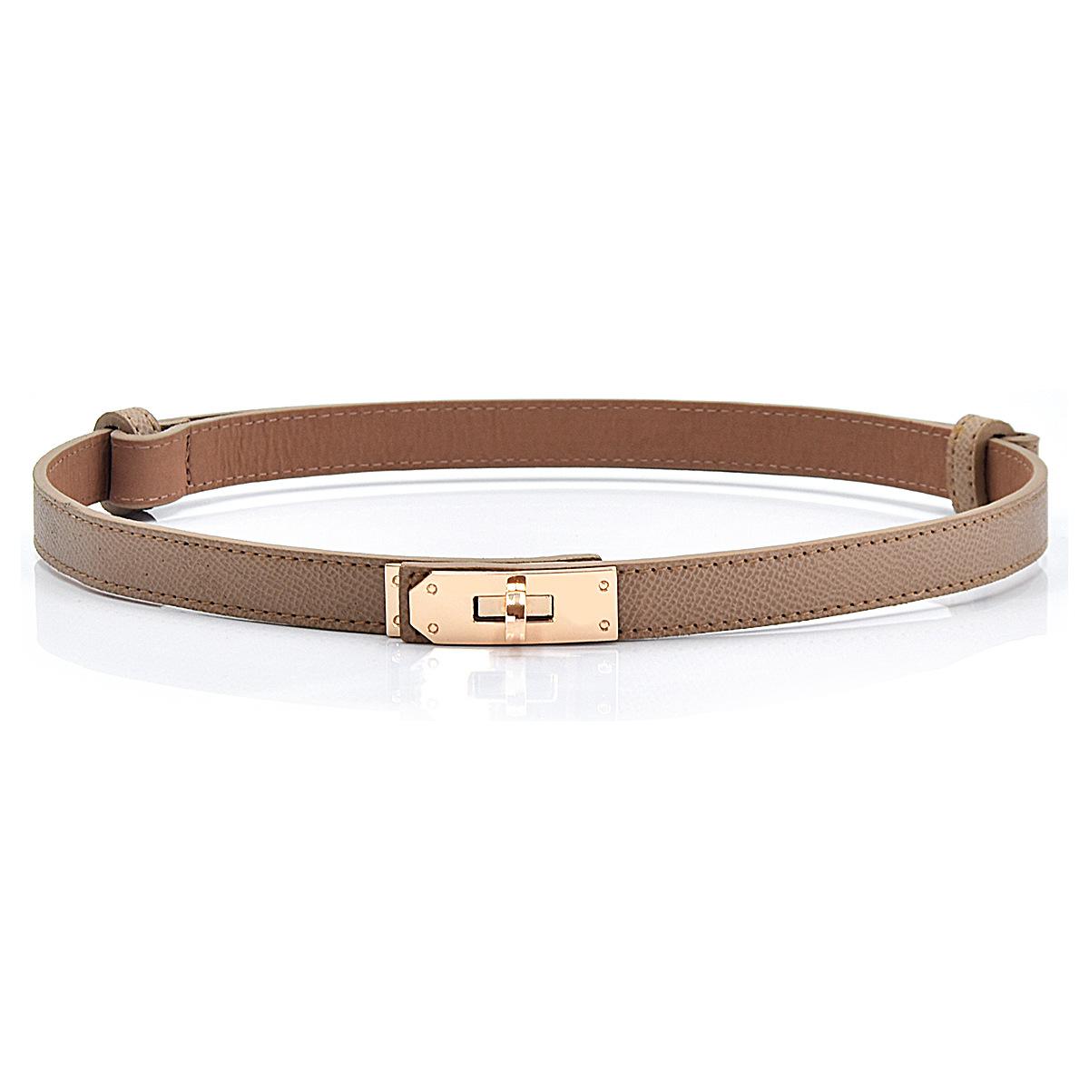 Meimeier Women's Patent Leather Thin Belt Korean-Style Fashion All-Match Adjustable a Pair of Buckles Belt