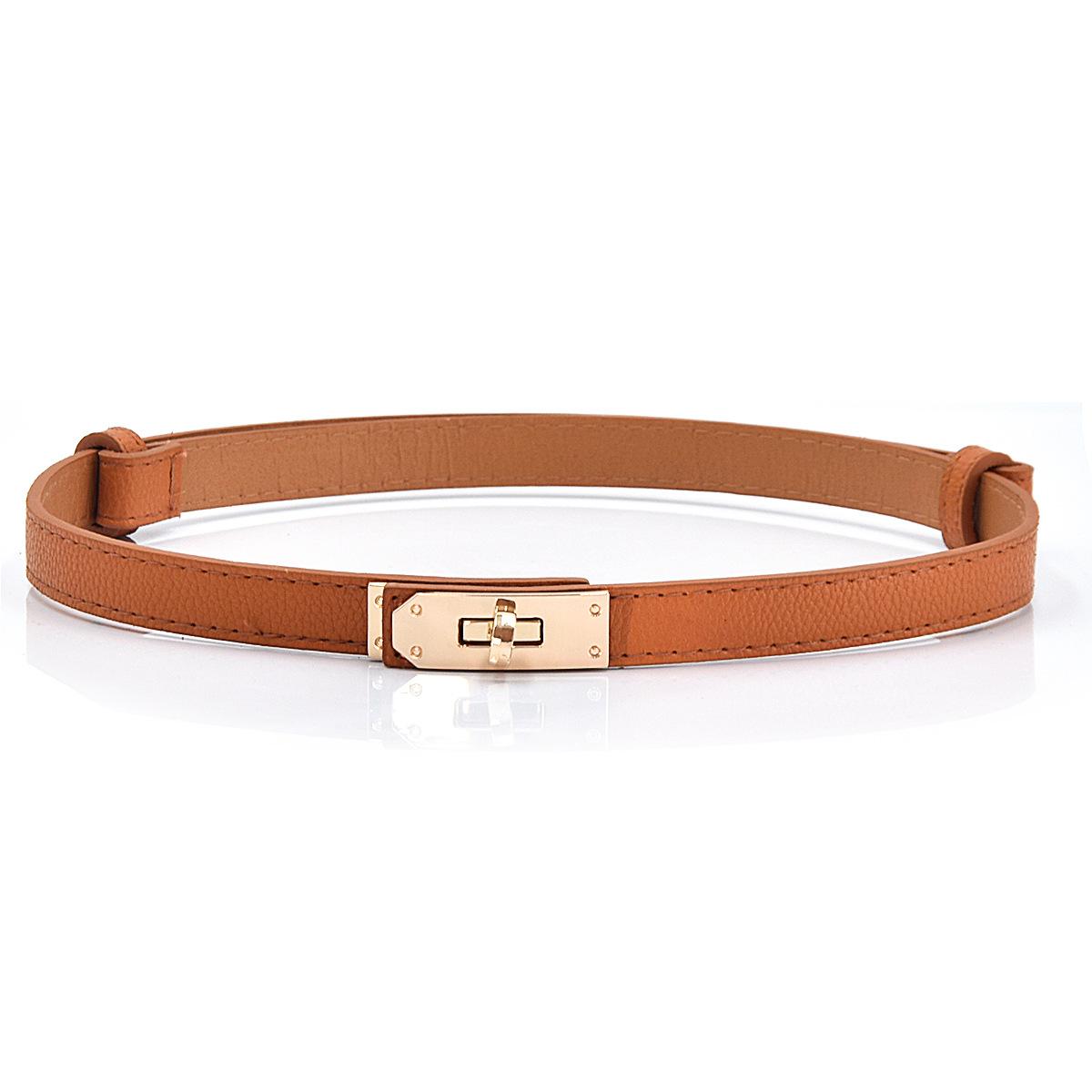 Meimeier Women's Patent Leather Thin Belt Korean-Style Fashion All-Match Adjustable a Pair of Buckles Belt