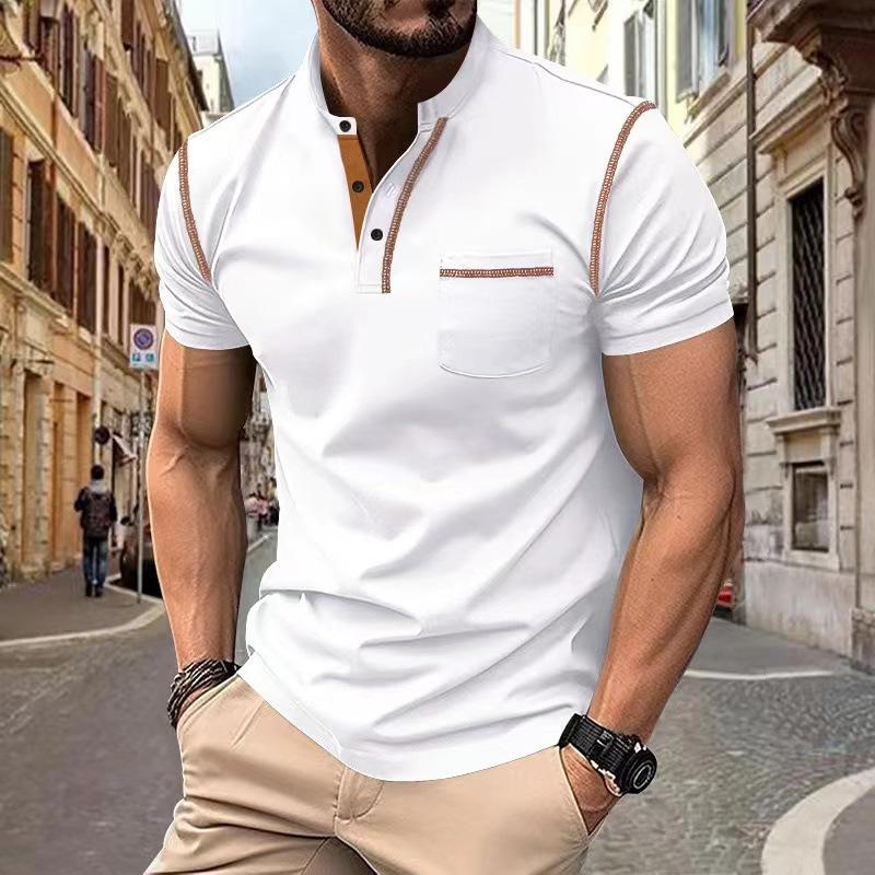 Free Country 2024 Zomer Heren Poloshirt Heren Casual Vakantie Shirts Mannelijk Korte Mouw Mode Poloshirts Heren Effen Kleur Patchwork T-shirt XXL