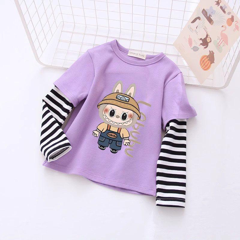 Molia Spring and Autumn Girls' labubu casual base shirt Children's top 130