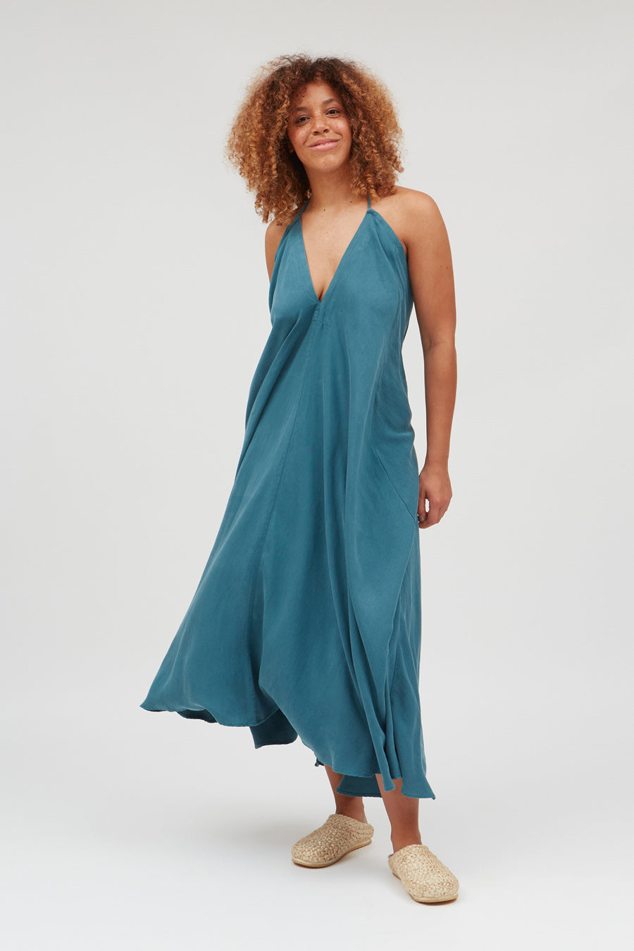 SUITE13LAB Damen vegan Kleid Multiposition Long Teal Grün