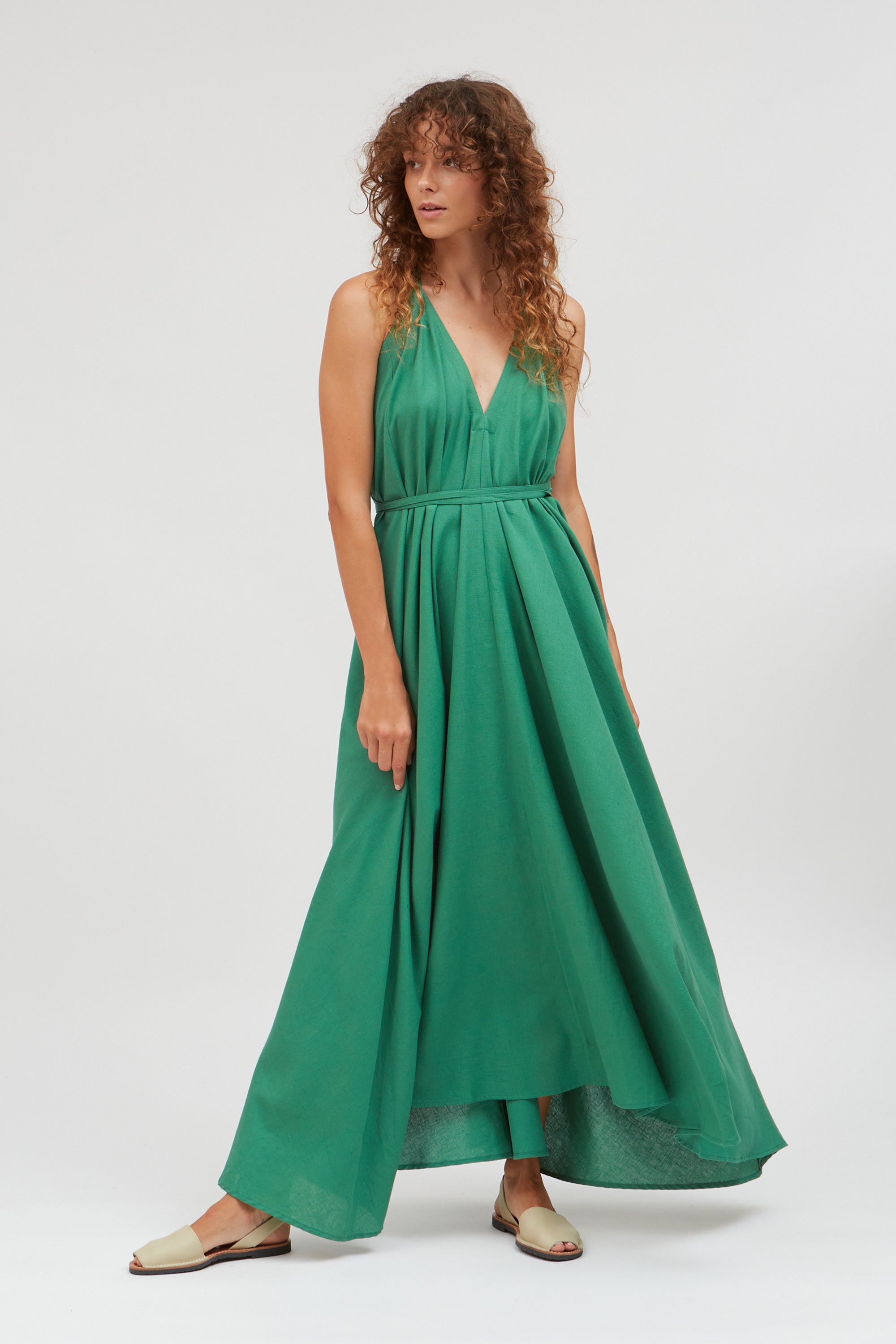 SUITE13LAB Damen vegan Kleid Multiposition Lang Grün