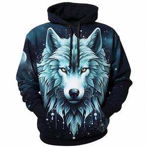 ETST WENDY 005 Grafische Wolf Herenmode 3D Print Hoodie Sport Outdoor Vakantie Hoodies Sweatshirt met lange mouwen en print op de voorkant XXL
