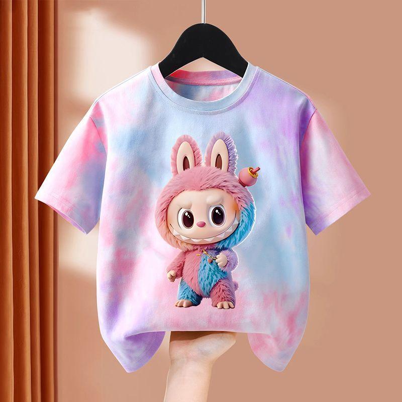 CarrieWardrobe Kleurrijk Kinder Cartoon Basis T-shirt, Zomerjurk voor Meisjes, 100% Puur Katoen Korte Mouw T-shirt 140