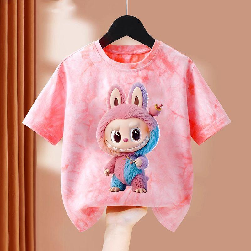 CarrieWardrobe Kleurrijk Kinder Cartoon Basis T-shirt, Zomerjurk voor Meisjes, 100% Puur Katoen Korte Mouw T-shirt 120