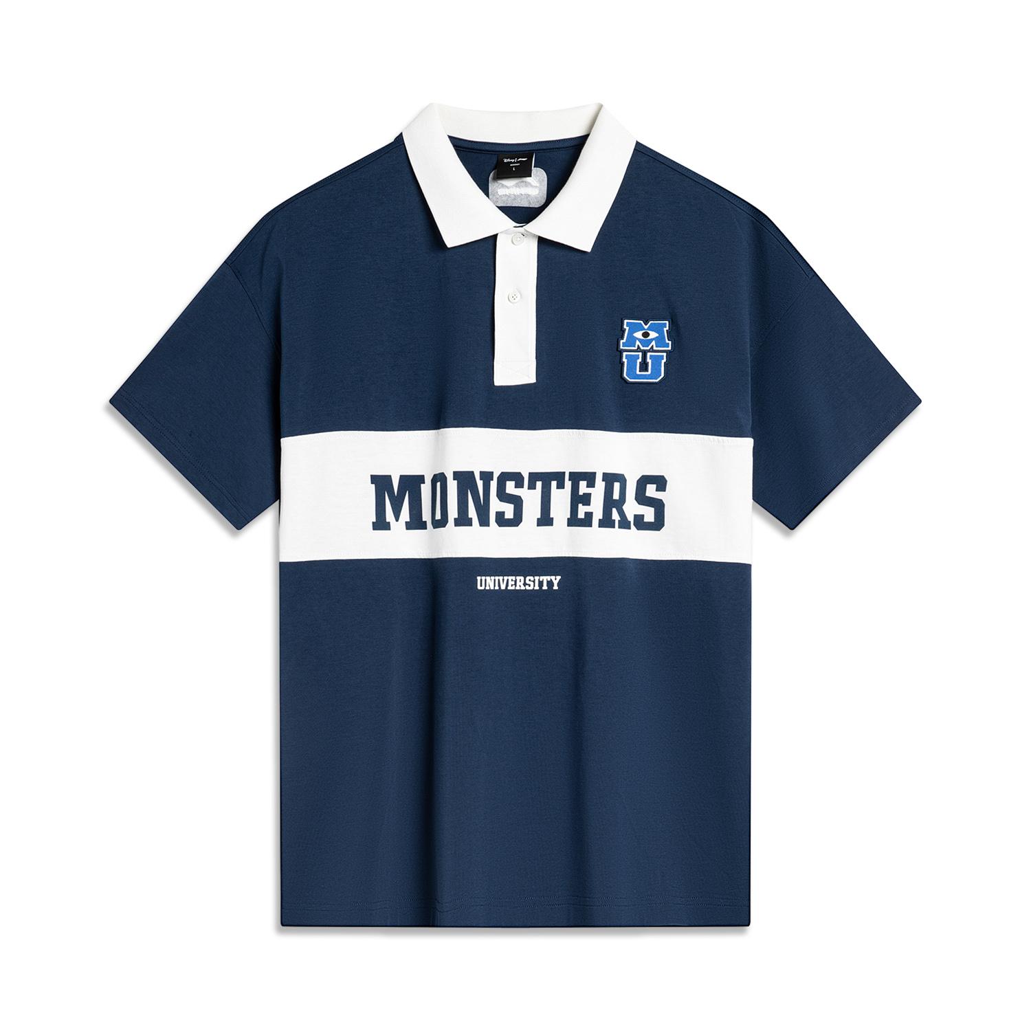 Li-Ning Li Ning X Disney Samenwerking Monsters University Serie Letter Kleurblok Comfortabel Veelzijdig Losse Korte Mouw Poloshirt APLU147-1 XL