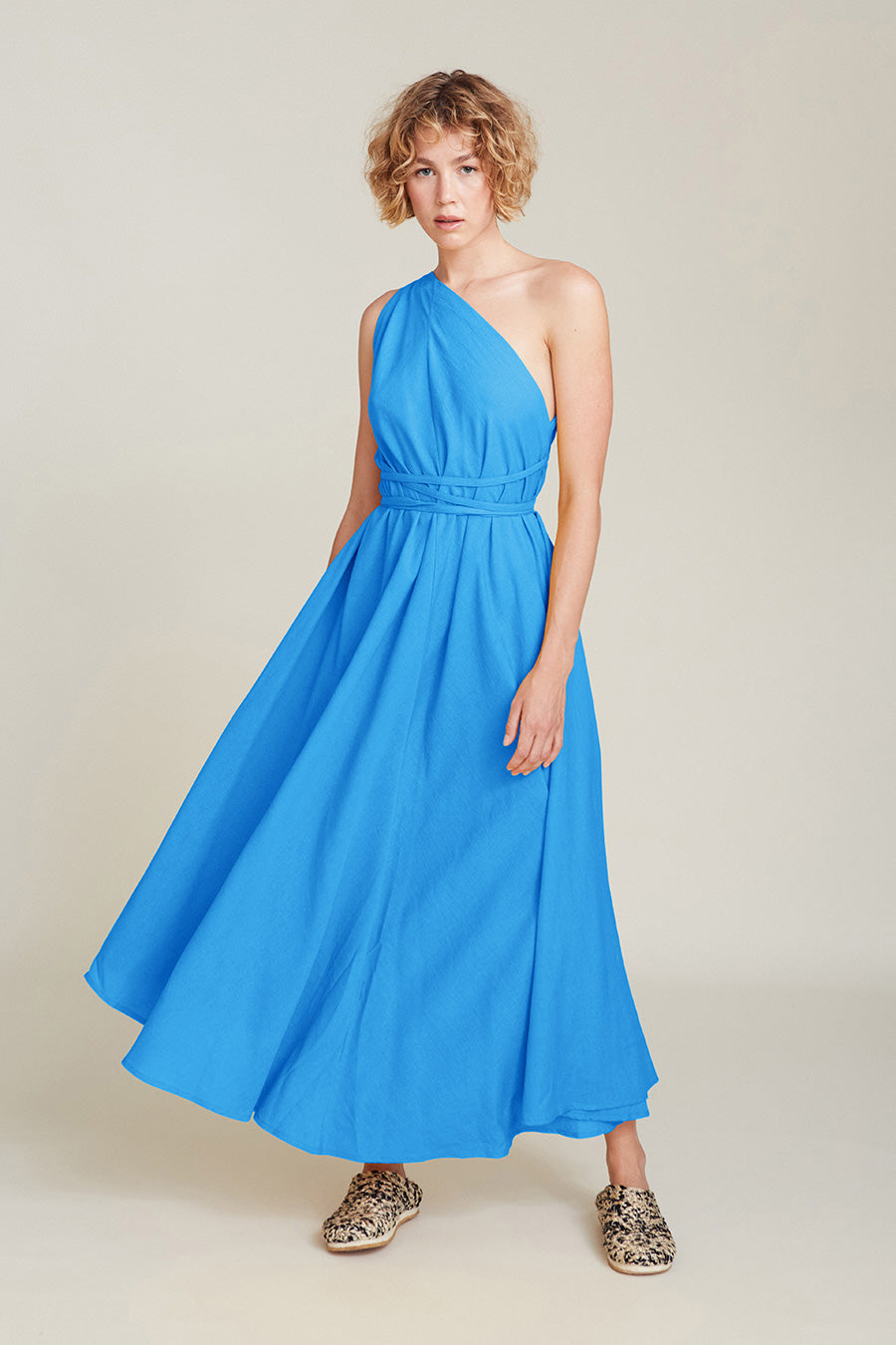 SUITE13LAB Damen vegan Kleid Multiposition Lang Kobaltblau