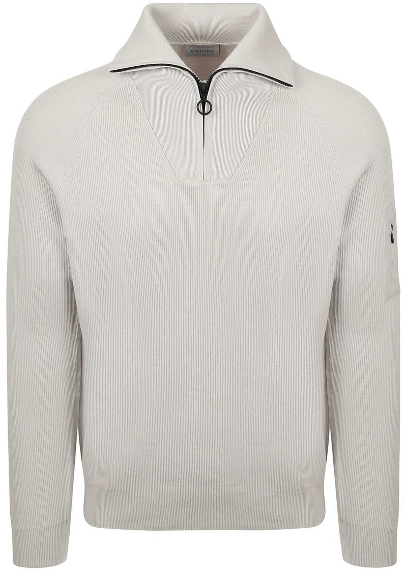 Suitable Half Zip Trui Tias Cooldry Knit Greige