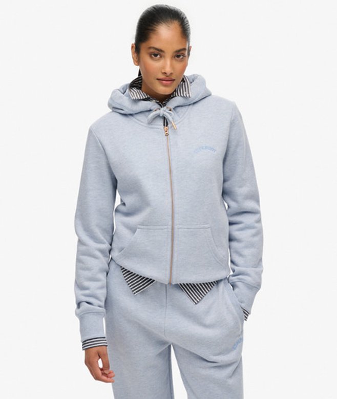 Superdry Essential Logo Hoodie met Rits Light Blue