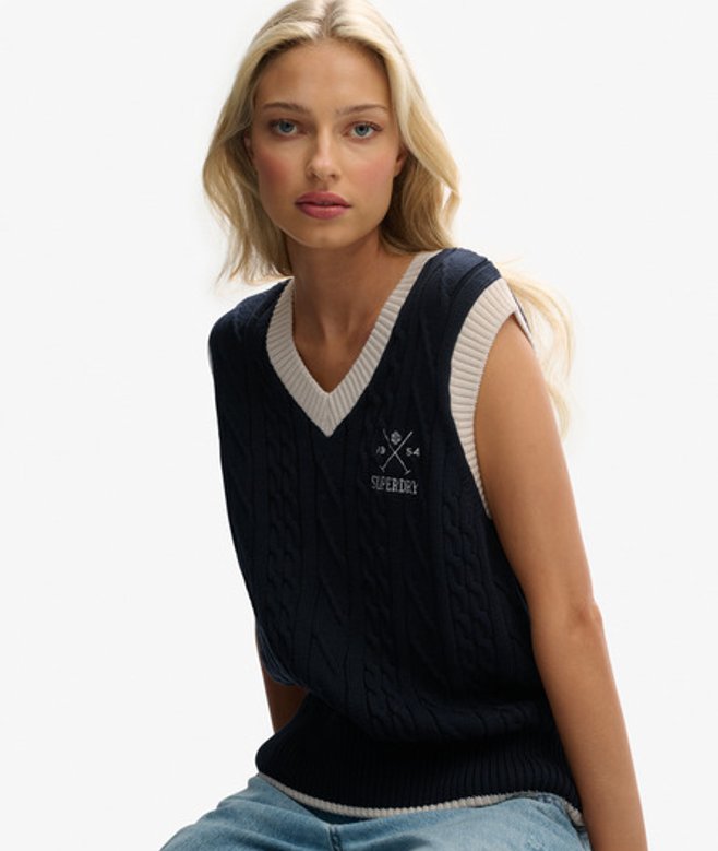 Superdry Heritage Gebreide Tanktop Blauw