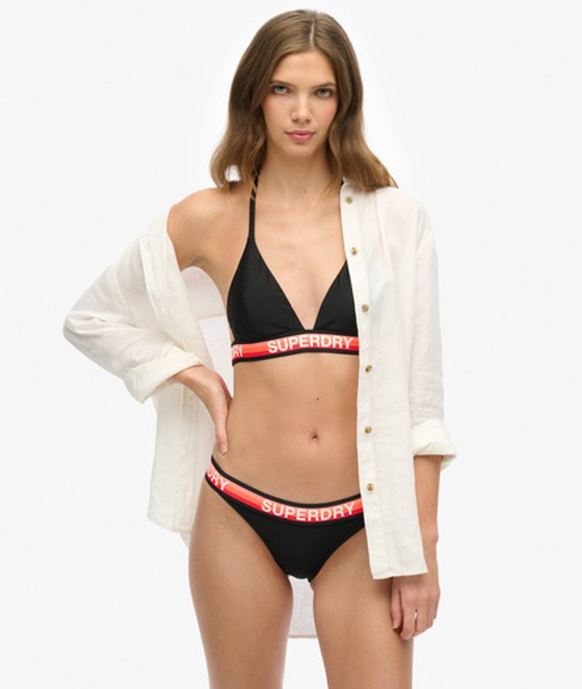 Superdry Gestreepte Triangelbikinitop Black
