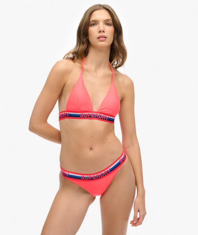 Superdry Gestreepte Triangelbikinitop Red